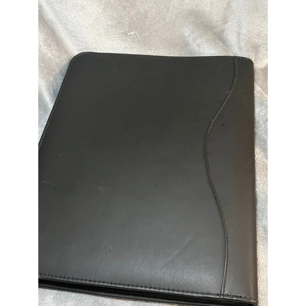 Black Zippered Padfolio Portfolio Organizer Notepad Business Card Holder